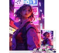 Rompecabezas para Adultos de 1000 Piezas diseño de Chica Anime Cyberpunk Juguete Educativo Regalo de cumpleaños para Juegos educativos Mejora el Amor Entre Parejas tamaño 38x26cm