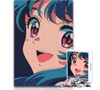 Rompecabezas para Adultos de 1000 Piezas,diseño de Chica Anime de Pelo Azul,Estilo Retro,Ideal para un pasatiempo Tranquilo y satisfactorio,con Enclavamiento, Corte de precisión,tamaño 38x26cm