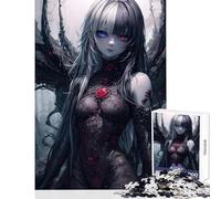 Rompecabezas para Adultos de 1000 Piezas diseño de Chica Anime Oscura con alas Juguetes antiestrés Regalos geniales y Juegos educativos interacción Entre Padres e Hijos Tamaño: 38x52cm