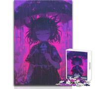Rompecabezas para Adultos de 1000 Piezas, diseño de Chica de Anime bajo la Lluvia en un Cementerio, análisis de Juegos y lógica, Regalo de Amigo Secreto, tamaño 38x26cm