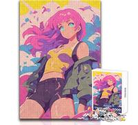 Rompecabezas para Adultos de 1000 Piezas, diseño de Chica de Anime Kawaii, Camiseta sin Mangas, Relajante y Tranquilo, Ajuste Firme, Corte Limpio, Juguete para Jugar, tamaño 38x52cm
