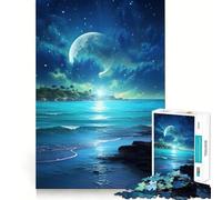 Rompecabezas para Adultos de 1000 Piezas,diseño de Cielo Nocturno Azul con océano,articulaciones Finas,Ideal para ejercitar la Mente y Disfrutar de un Juego Relajante Regalo Ideal para Relajarse