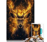 Rompecabezas para Adultos de 1000 Piezas diseño de Ciervo en Llamas Ideal para aliviar el estrés Pasar el rato Entre Padres e Hijos 26x38cm