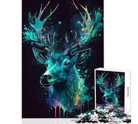 Rompecabezas para Adultos de 1000 Piezas diseño de Ciervos Acuarelas decoración del hogar Juguetes Regalo para cumpleaños Juegos Familiares Mejora el Amor en Pareja tamaño 38x52cm