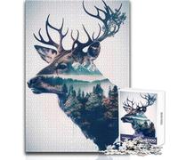 Rompecabezas para Adultos de 1000 Piezas, diseño de Ciervos, Animales del Bosque, Naturaleza, Relajante y Tranquilo, Ajuste Firme, Corte Limpio, Juguete para Jugar, tamaño 38x52cm