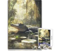 Rompecabezas para Adultos de 1000 Piezas, diseño de cocodrilo en un pantano, cumpleaños para Mujeres, tamaño 50x75cm