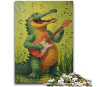 Rompecabezas para Adultos de 1000 Piezas, diseño de cocodrilo Tocando la Guitarra, Juguetes educativos, antiestrés, Apto para decoración de Escritorio, 26x38cm
