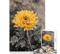 Rompecabezas para Adultos de 1000 Piezas diseño de crisantemo Dorado Juguete antiestrés para armar cumpleaños (tamaño 50x75cm)