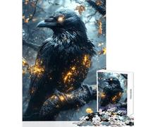 Rompecabezas para Adultos de 1000 Piezas diseño de Cuervo místico con Plumas Brillantes Ideal para Decorar el hogar Regalos de cumpleaños Juego de ingenio Entrena tu Cerebro y Tus Manos 38x26cm