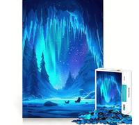 Rompecabezas para Adultos de 1000 Piezas,diseño de Cueva Aurora Boreal,fácil de Limpiar,decoración,Juego Estimulante,Momento Acogedor,Regalo de cumpleaños (38x52cm)