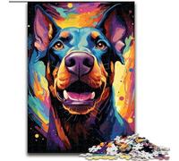 Rompecabezas para Adultos de 1000 Piezas, diseño de dóberman Pinscher, Colorido y psicodélico, de Madera, Juego Interactivo para Toda la Familia, Apto para Mayores de 14 años, 50x75cm