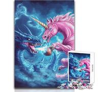 Rompecabezas para Adultos de 1000 Piezas, diseño de dragón contra Unicornio, Ideal para Relajarse y Disfrutar de un Momento de Tranquilidad, con un Ajuste Firme y un Corte Limpio, tamaño 50x75cm