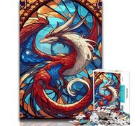 Rompecabezas para Adultos de 1000 Piezas diseño de dragón de vidrieras Juego de Preguntas y respuestas Toda la Familia 75x50cm
