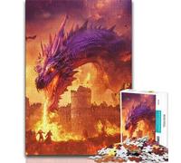 Rompecabezas para Adultos de 1000 Piezas diseño de dragón Morado Que escupe Fuego Ideal para la interacción Entre Padres e Hijos 38x26cm