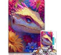 Rompecabezas para Adultos de 1000 Piezas diseño de dragón y Flores Ideal para la interacción Entre Padres e Hijos 38x26cm