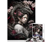 Rompecabezas para Adultos de 1000 Piezas diseño de dragón y Geisha Ideal para decoración del hogar Regalo de cumpleaños o como un desafío difícil (50x75cm)