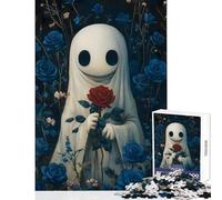Rompecabezas para Adultos de 1000 Piezas diseño de Fantasma con Rosa roja Ideal para Decorar el hogar Regalo para Mujeres y Hombres Juego práctico para cumpleaños y Navidad tamaño 38x26cm