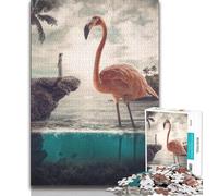 Rompecabezas para Adultos de 1000 Piezas diseño de Flamenco Curioso para Adolescentes Juegos educativos decoración del hogar Regalo de cumpleaños Arte de Pared 75x50cm