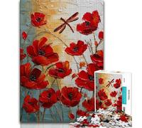 Rompecabezas para Adultos de 1000 Piezas, diseño de Flor de Amapola, Pintura al óleo, Ideal para Regalar a Toda la Familia (tamaño 38x26cm)