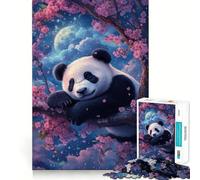 Rompecabezas para Adultos de 1000 Piezas,diseño de Flor de Cerezo y Panda,Bordes Finos,Ideal para Manualidades,para concentrarse,divertirse y Relajarse cumpleaños (38x26cm)