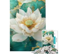 Rompecabezas para Adultos de 1000 Piezas diseño de Flor de Loto Blanca Rompecabezas Kintsug de 1000 Piezas Juguetes antiestrés decoración artística para el hogar Juego Educativo Familiar (38x26cm)