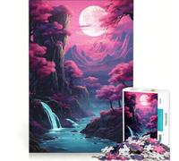 Rompecabezas para Adultos de 1000 Piezas, diseño de Flores de Cerezo a la luz de la Luna, Ideal para Decorar la Pared o para Pasar el Tiempo en casa, con un Hermoso diseño 50x75cm