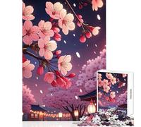 Rompecabezas para Adultos de 1000 Piezas diseño de Flores de Cerezo y linternas japonesas Juguete Educativo Regalo Divertido para Juegos educativos difícil y desafiante tamaño 38x26cm