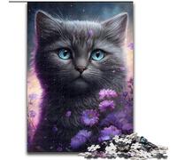 Rompecabezas para adultos de 1000 piezas,diseño de flores y gatos,rompecabezas imposibles para adultos,noche de juegos familiares,decoración del hogar y regalo de entrenamiento cerebral,tamaño 38x26cm