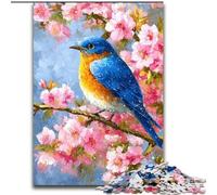 Rompecabezas para Adultos de 1000 Piezas, diseño de Flores y gorriones, Ideal para aliviar el estrés, un desafío difícil, decoración única para el hogar y Regalos (tamaño 26x38cm)