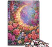 Rompecabezas para Adultos de 1000 Piezas, diseño de Flores y Luna, Juguete Educativo para aliviar el estrés, Regalo para Amigos y Familiares, 26x38cm