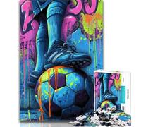 Rompecabezas para Adultos de 1000 Piezas, diseño de fútbol, Pintura al óleo, Juego Familiar para aliviar el estrés, desafío difícil y fomentar el Amor en Pareja (38x26cm)