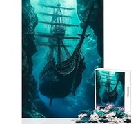 Rompecabezas para Adultos de 1000 Piezas diseño de Galeón Hundido Arte para Juegos educativos para Mejorar el Amor en Pareja tamaño 38x26cm