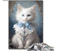 Rompecabezas para Adultos de 1000 Piezas, diseño de Gatito Blanco Esponjoso, tamaño 26x38cm, Ideal para divertirse en Familia, Relajarse y Regalar en Vacaciones.