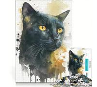 Rompecabezas para Adultos de 1000 Piezas, diseño de Gato Bombay en Acuarela, Juego de ingenio, Ideal para divertirse en Familia y Fortalecer el Amor Entre Parejas 50x75cm