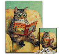 Rompecabezas para Adultos de 1000 Piezas, diseño de Gato Leyendo un Libro, de cartón, para Juegos Familiares desafiantes, Coloridos, Bricolaje, 26x38cm