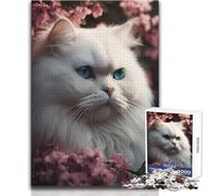 Rompecabezas para Adultos de 1000 Piezas, diseño de Gato Persa con Flores Rosas, un pasatiempo Tranquilo y satisfactorio, Juguete de Corte de precisión Entrelazado, tamaño 38x52cm