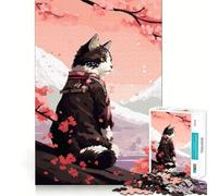 Rompecabezas para Adultos de 1000 Piezas,diseño de Gato Sakura,Arte pixelado japonés,Corte Fino,Actividad para la Mente,Tiempo de Paz,Juego,decoración navideña (38x52cm)