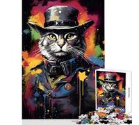 Rompecabezas para Adultos de 1000 Piezas diseño de Gato Sheriff Juguete Educativo Regalo de cumpleaños Juego de ingenio Interesante para Reducir el estrés (tamaño 38x52cm)
