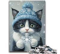 Rompecabezas para Adultos de 1000 Piezas, diseño de Gato y Bufanda, Juegos educativos, decoración del hogar, Juego Educativo para cumpleaños y Navidad, 50x75cm