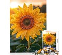 Rompecabezas para Adultos de 1000 Piezas diseño de Girasol al Atardecer Juguete para decoración de Pared Regalo para cumpleaños Juego Educativo con Piezas de Formas aleatorias Totalmente entrelazadas