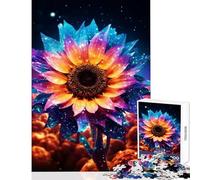 Rompecabezas para Adultos de 1000 Piezas diseño de Girasol neón Brillo cósmico Juguete para decoración de Pared Regalo de cumpleaños Juego Imposible difícil y desafiante tamaño 38x26cm