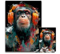 Rompecabezas para Adultos de 1000 Piezas, diseño de Gorila con Auriculares, Juguete Educativo, Intelectual, descompresor, Divertido Juego Familiar, 26x38cm