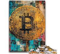 Rompecabezas para Adultos de 1000 Piezas, diseño de Grafiti Bitcoin, Ayuda a ejercitar el Cerebro, Juguetes adictivos para Cultivar la Paciencia, interacción Entre Padres e Hijos, 50x75cm