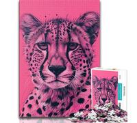Rompecabezas para Adultos de 1000 Piezas diseño de Guepardo Rosa Ideal para aliviar el estrés Pasar el rato Entre Padres e Hijos 26x38cm