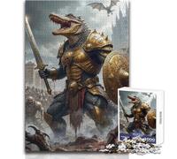 Rompecabezas para Adultos de 1000 Piezas, diseño de Guerrero caimán con Armadura Dorada, Juguete Intelectual, Regalo para Mujeres, cumpleaños, tamaño 38x26cm