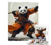 Rompecabezas para Adultos de 1000 Piezas diseño de Guerrero Panda con Espada Ideal para Relajarse con póster a Juego y Hoja de Trivia 38x52cm