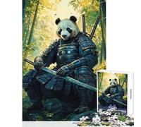 Rompecabezas para Adultos de 1000 Piezas diseño de Guerrero samurái Panda Juguete Educativo Gran Regalo para Juegos de relajación con póster a Juego y Hoja de Trivia tamaño 38x26cm