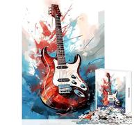 Rompecabezas para Adultos de 1000 Piezas diseño de Guitarra eléctrica Acuarela Juguetes para Hacer tú Mismo Obra de Arte Regalo para Juego Educativo Mejora del Amor en Pareja tamaño 38x52cm