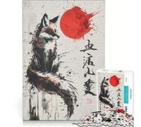 Rompecabezas para Adultos de 1000 Piezas, diseño de Kitsune de la Luna de Sangre, Pintura a la Tinta, Juego práctico, difícil y desafiante, colección de Artistas, Bellas Artes 38x26cm