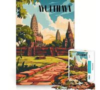 Rompecabezas para Adultos de 1000 Piezas,diseño de Las ruinas de Ayutthaya,Corte Suave,Juguete para Entrenar la Mente,diversión para el Tiempo Libre,Regalo de cumpleaños (38x26cm)
